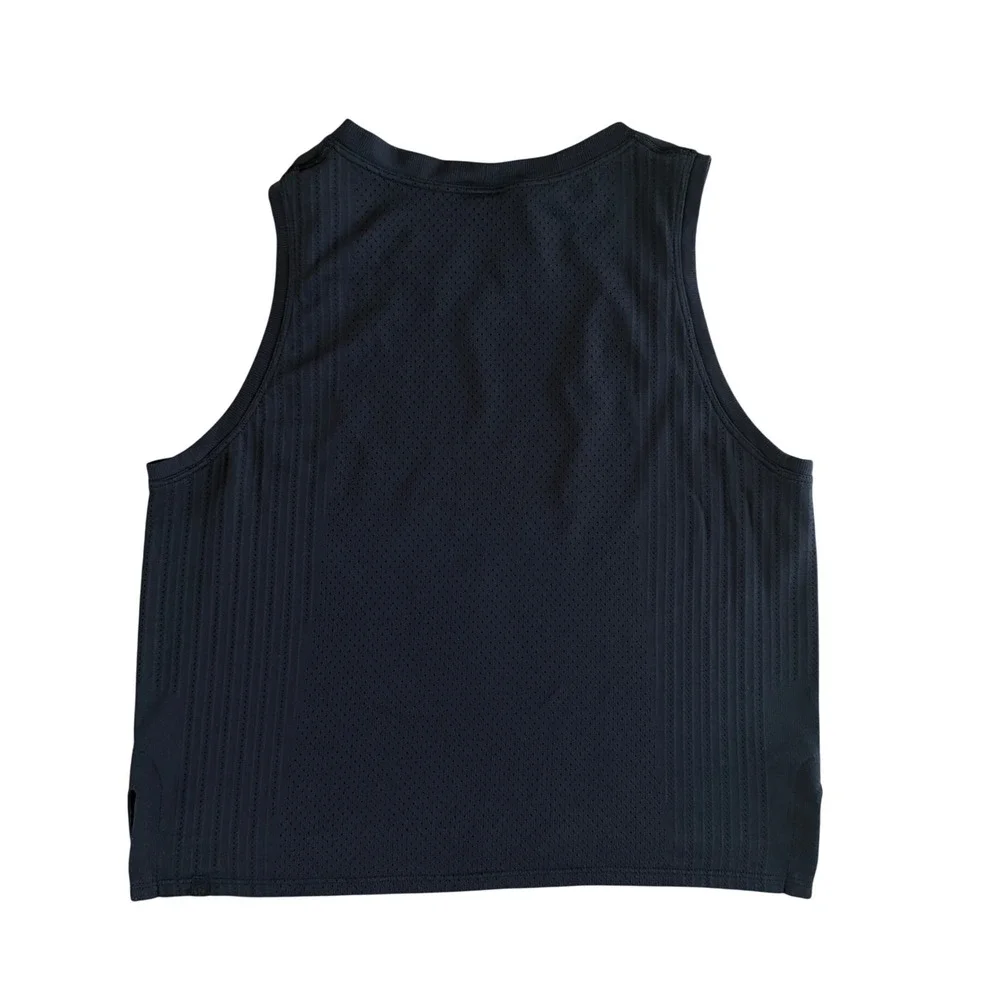 Lululemon Train to Be Tank Top Black Size 6 Mesh Breathable Crop Athletic